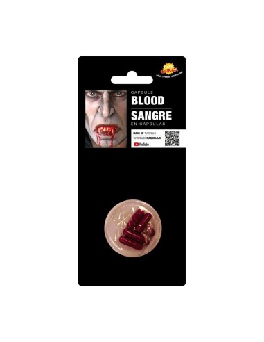 Capsule sangue finto per effetti speciali Halloween con esempio di trucco horror realistico