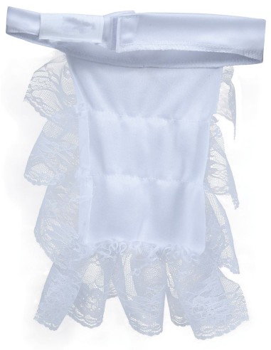 Jabot in pizzo bianco con spilla dorata per costumi Halloween e d'epoca