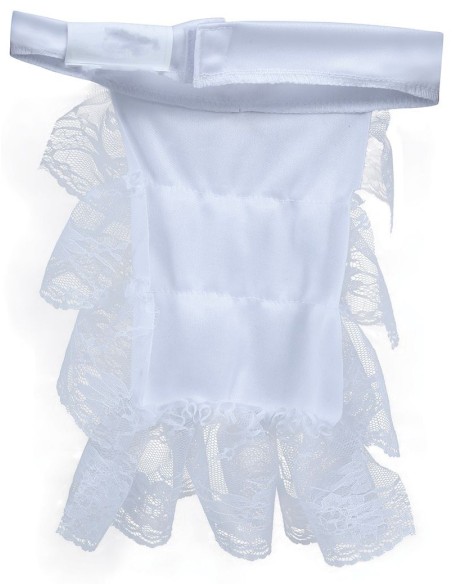 Jabot in pizzo bianco con spilla dorata per costumi Halloween e d'epoca