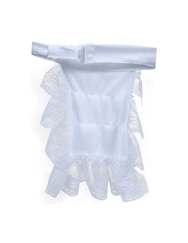Jabot in pizzo bianco con spilla dorata per costumi Halloween e d'epoca