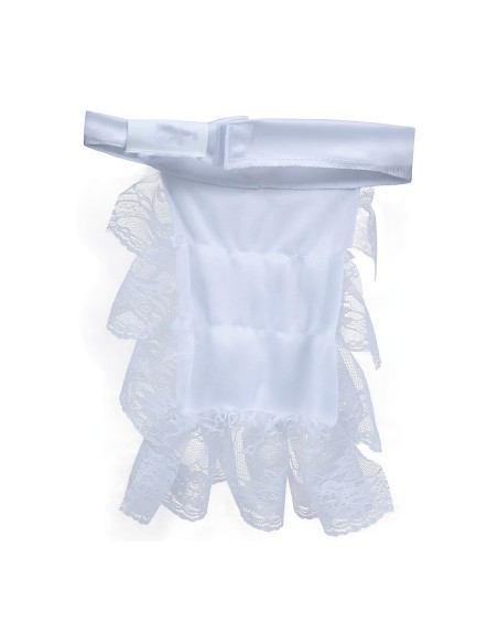 Jabot in pizzo bianco con spilla dorata per costumi Halloween e d'epoca
