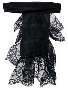Jabot in pizzo nero elegante con dettagli ornamentali per costumi gotici e vittoriani Halloween 2