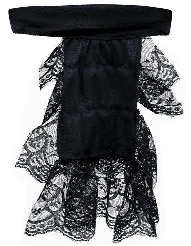 Jabot in pizzo nero elegante con dettagli ornamentali per costumi gotici e vittoriani Halloween