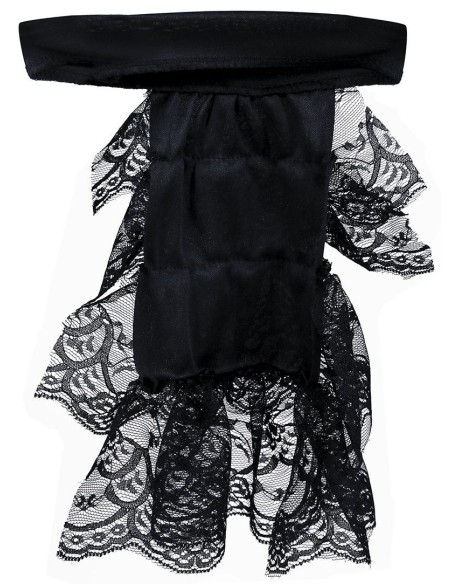 Jabot in pizzo nero elegante con dettagli ornamentali per costumi gotici e vittoriani Halloween