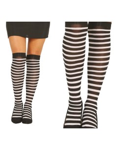 Calze a righe bianche e nere per costumi di Halloween e Carnevale accessorio travestimenti 2