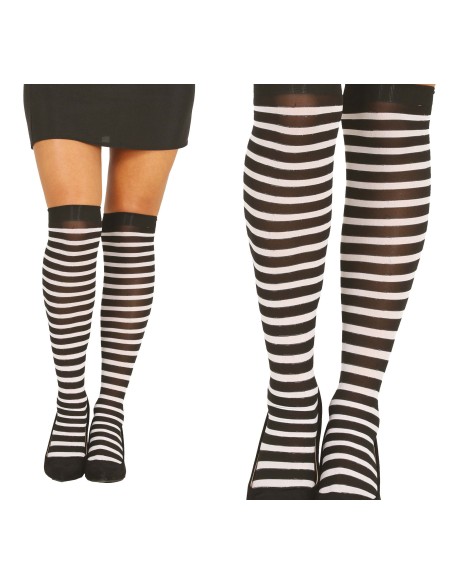 Calze a righe bianche e nere per costumi di Halloween e Carnevale accessorio travestimenti