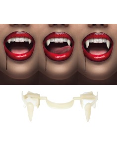 Canini retrattili vampiro denti finti accessorio Halloween trasformazione 2