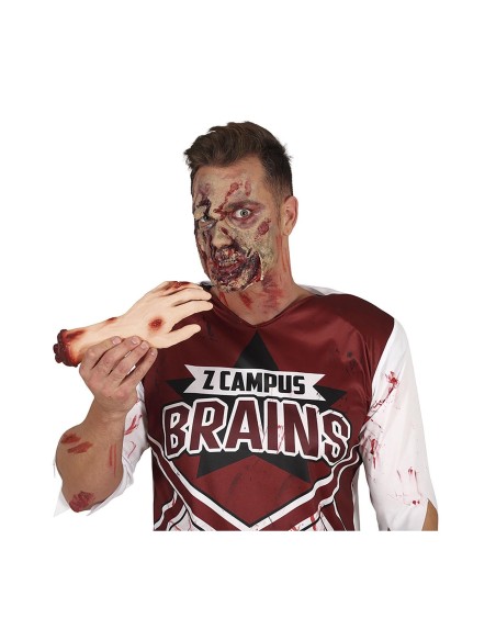Mano zombie con ferite sanguinolente e carne esposta accessorio horror Halloween effetti speciali