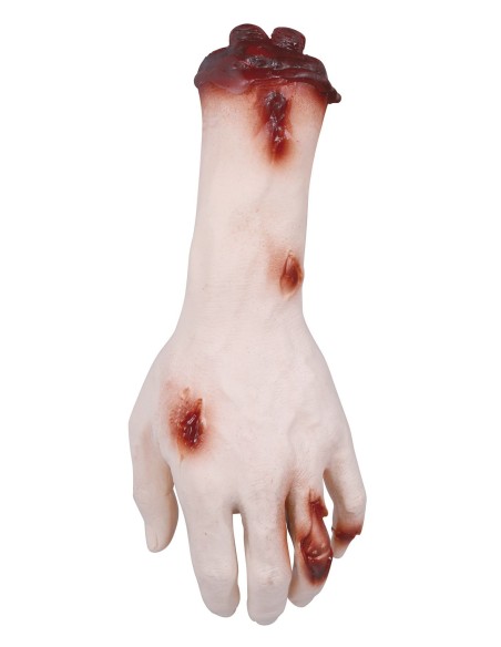 Mano zombie con ferite sanguinolente e carne esposta accessorio horror Halloween effetti speciali