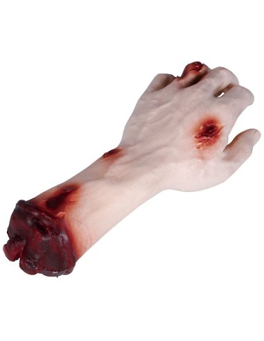Mano zombie con ferite sanguinolente e carne esposta accessorio horror Halloween effetti speciali