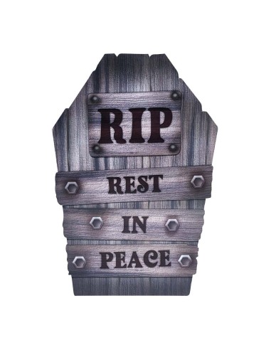 Lapide decorativa RIP Rest in Peace in plastica per decorazioni Halloween con zucche illuminate