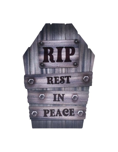 Lapide decorativa RIP Rest in Peace in plastica per decorazioni Halloween con zucche illuminate