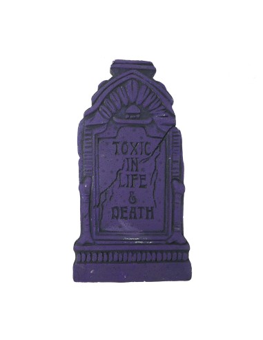Lapide decorativa Halloween viola con scritta Toxic in Life Death per feste horror
