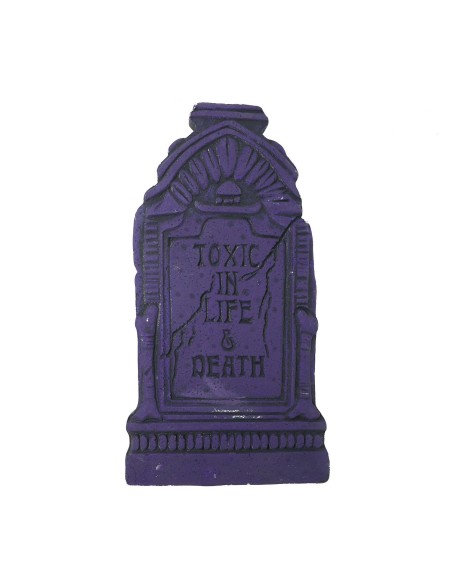 Lapide decorativa Halloween viola con scritta Toxic in Life Death per feste horror