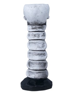 Candelabro decorativo teschio Halloween in resina bianca su base nera segmentata 2