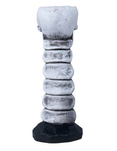 Candelabro decorativo teschio Halloween in resina bianca su base nera segmentata