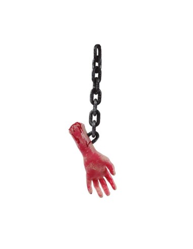Pendente decorativo mano sanguinante con catena nera per decorazioni Halloween horror
