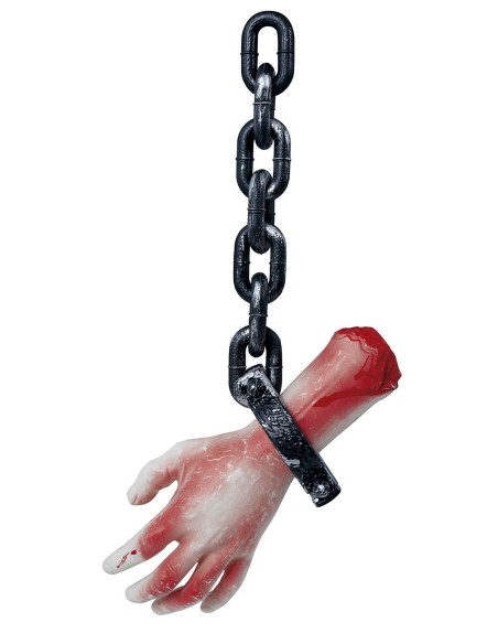 Pendente decorativo mano sanguinante con catena nera per decorazioni Halloween horror