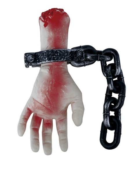 Pendente decorativo mano sanguinante con catena nera per decorazioni Halloween horror