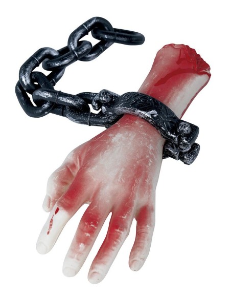 Pendente decorativo mano sanguinante con catena nera per decorazioni Halloween horror
