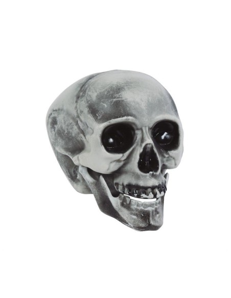 Teschio decorativo in PVC grigio-bianco 20 cm con orbite profonde e dentatura completa per Halloween