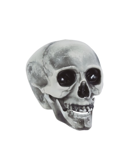 Teschio decorativo in PVC grigio-bianco 20 cm con orbite profonde e dentatura completa per Halloween
