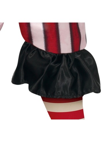 Costume clown horror bambino con tutina righe rosse bianche e accessori spaventosi per Halloween