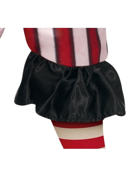 Costume clown horror bambino con tutina righe rosse bianche e accessori spaventosi per Halloween