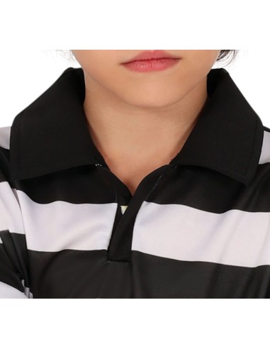 Costume fratello fastidioso bambino con maglia righe bianche nere e pantaloni corti per festa Halloween