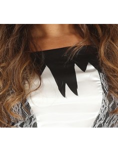 Costume da Sposa Fantasma donna bianco e nero con velo per Halloween party horror 2