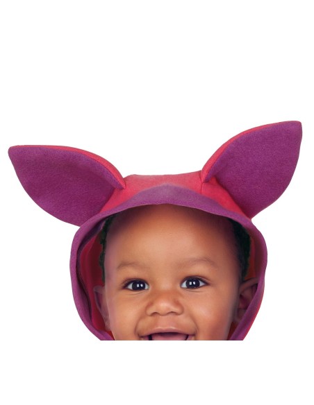 Costume pigiama neonato gatto striato viola rosa con cappuccio orecchie e zampine per Halloween