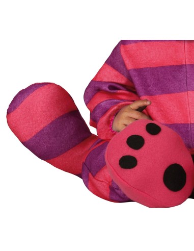 Costume pigiama neonato gatto striato viola rosa con cappuccio orecchie e zampine per Halloween