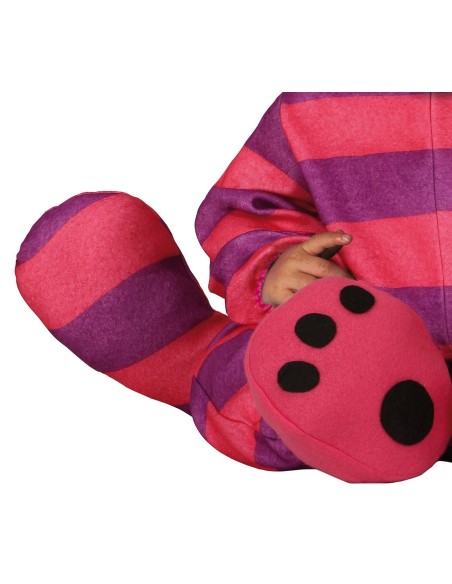 Costume pigiama neonato gatto striato viola rosa con cappuccio orecchie e zampine per Halloween