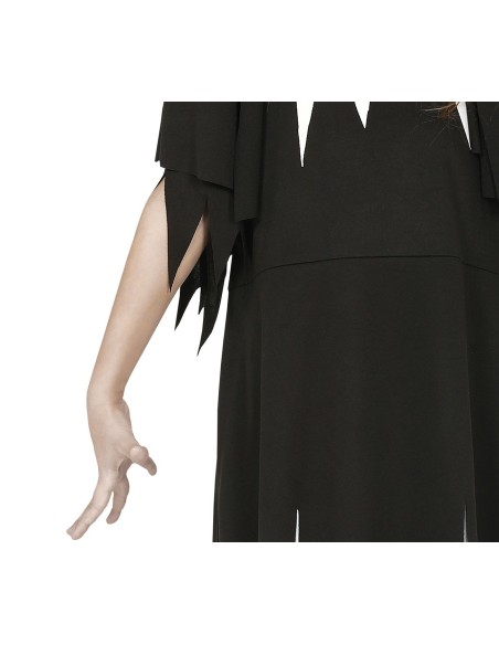 Costume suora diabolica bambina con abito nero strappato e velo per Halloween horror