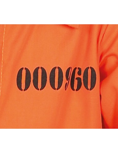 Costume detenuto arancione bambino con tuta e catene per feste a tema