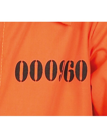 Costume detenuto arancione bambino con tuta carceraria e catene per travestimenti feste a tema