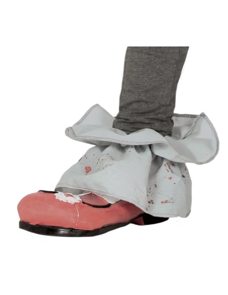 Costume pagliaccio IT Pennywise bambino grigio con sangue e rouches per Halloween horror