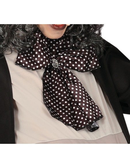 Costume Pinguino cattivo con mantello nero, gilet grigio, cappello cilindro e cravatta pois per Halloween