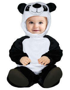 Costume da panda nero e bianco per neonato con cappuccio e orecchie per Carnevale