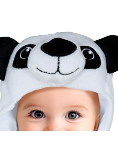 Costume da panda nero e bianco per neonato con cappuccio e orecchie per Carnevale 2