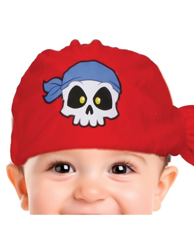Costume pirata bambino 12-18 mesi con cappello rosso, maglia righe e gilet nero