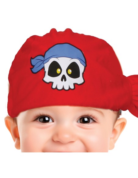 Costume pirata bambino 12-18 mesi con cappello rosso, maglia righe e gilet nero