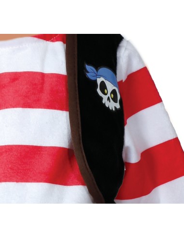 Costume pirata bambino 12-18 mesi con cappello rosso, maglia righe e gilet nero