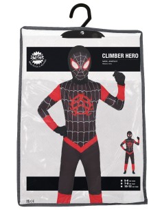 Costume Spiderman nero bambino con ragnatela rossa e maschera inclusa per feste a tema supereroi