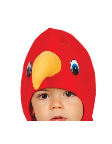 Mantello pappagallo rosso blu giallo bambino 18-24 mesi con cappuccio becco costume animale
