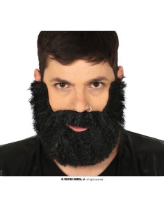 Barba finta nera corta con elastici per travestimenti da pirata e costumi Halloween 2