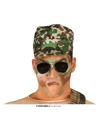 Cappello militare mimetico verde marrone nero costume soldato carnevale halloween