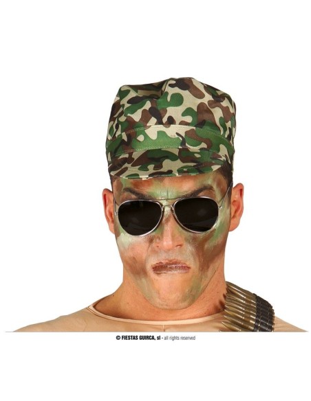 Cappello militare mimetico verde marrone nero costume soldato carnevale halloween