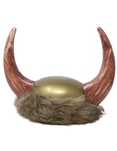 Cappello vichingo con corna ricurve, pelo e barba posticcia per costume medievale Halloween 2