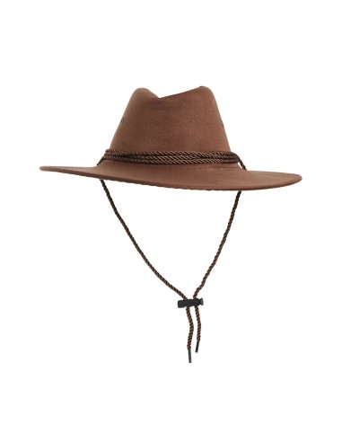 Cappello cowboy marrone con fascia scura e cordino per costumi western Far West